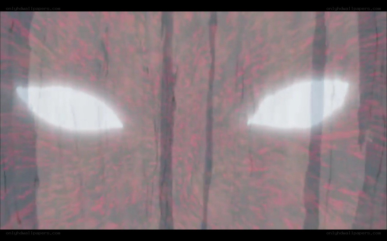 glowing eyes in red mist