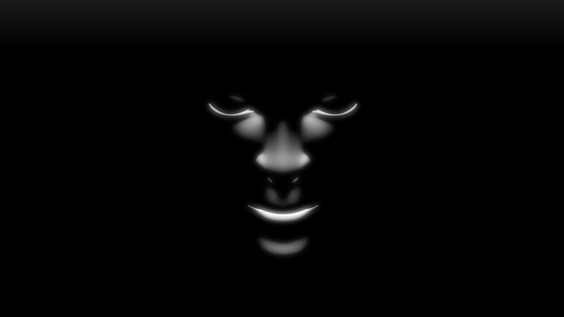 Glowing Face in Darkness — Black, Mysterious, Night