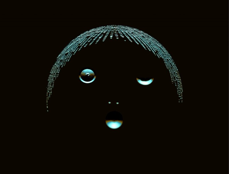 Glowing Face in Darkness — Black