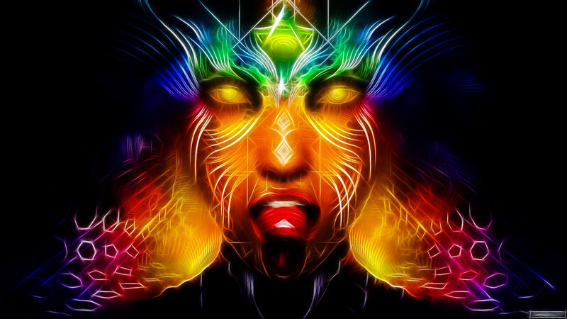 Glowing Face with Horns