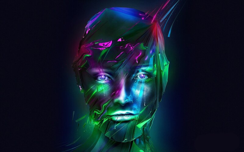 Glowing Face with Neon Colors
