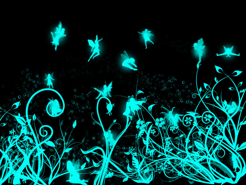 glowing fairies in a dark garden