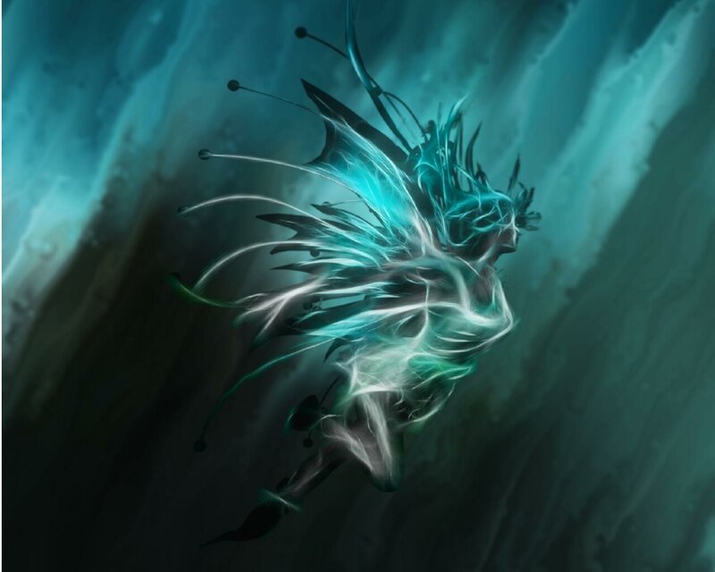 glowing fairy in dark cave