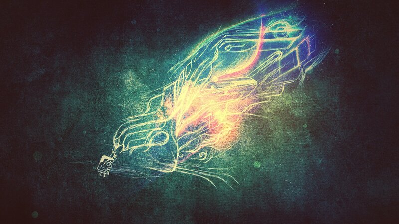 glowing feather art