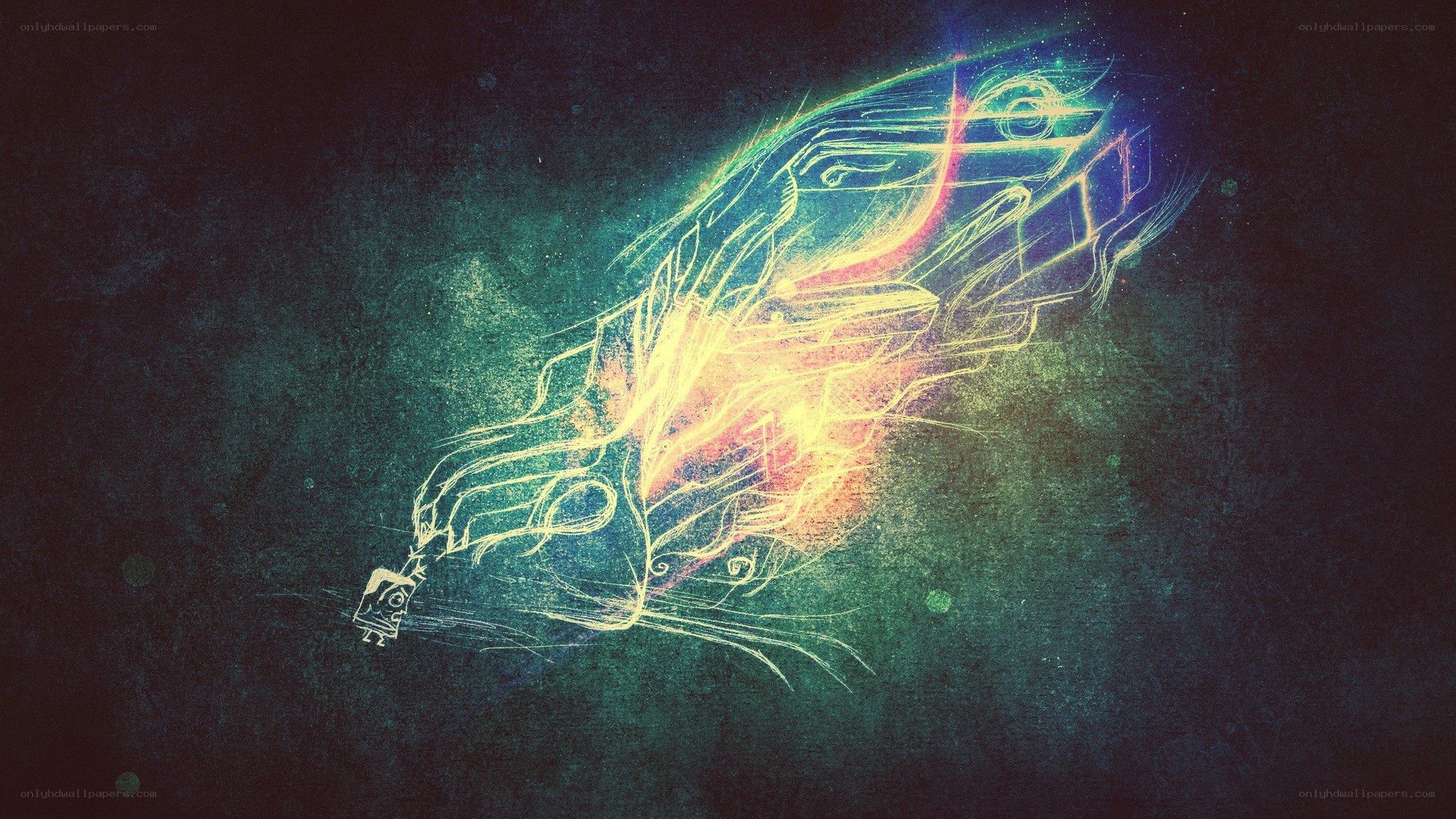glowing feather art