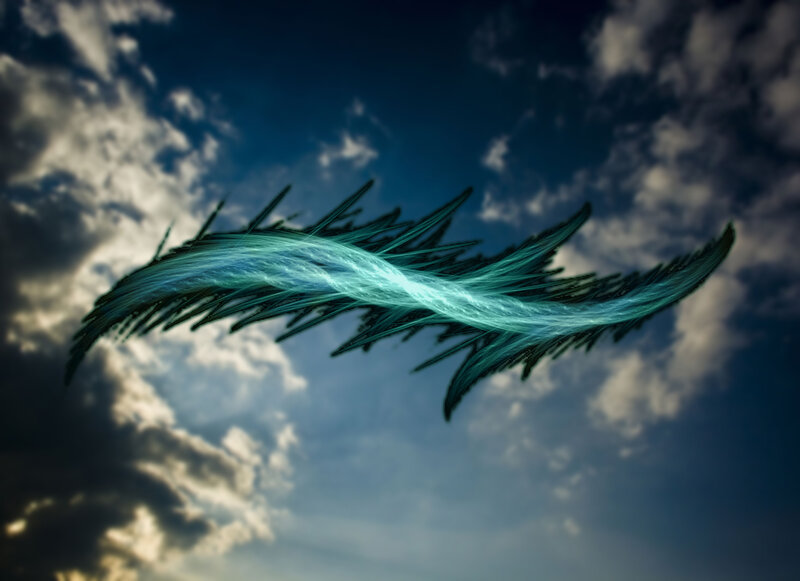 glowing feather in the sky