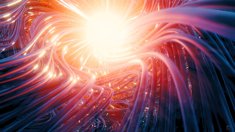 Glowing Fiber Optic Cables — Red