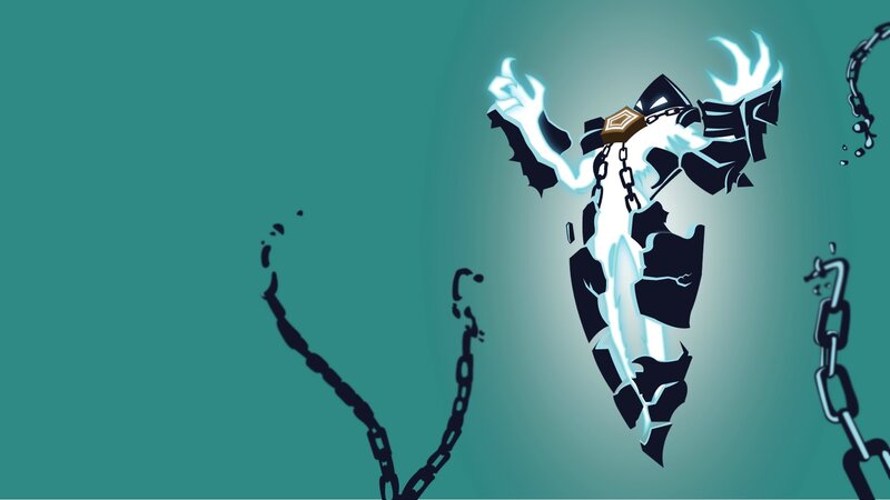 Glowing Figure Breaking Chains