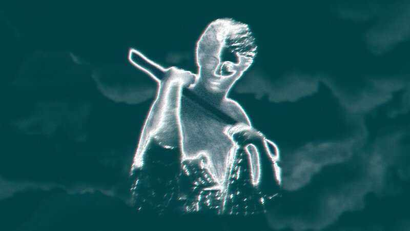 Glowing Figure Holding Axe