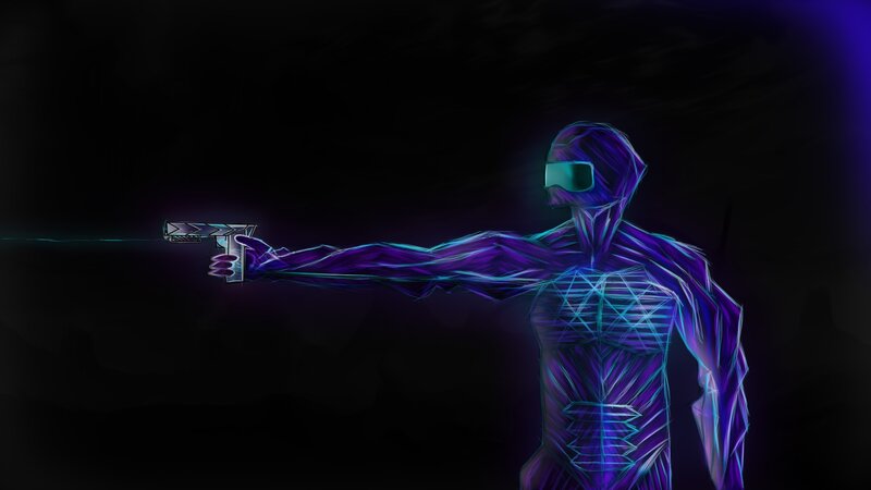 Glowing Figure Holding Gun