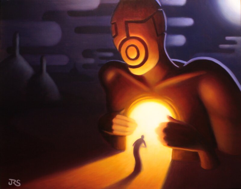 Glowing Figure Holding Light