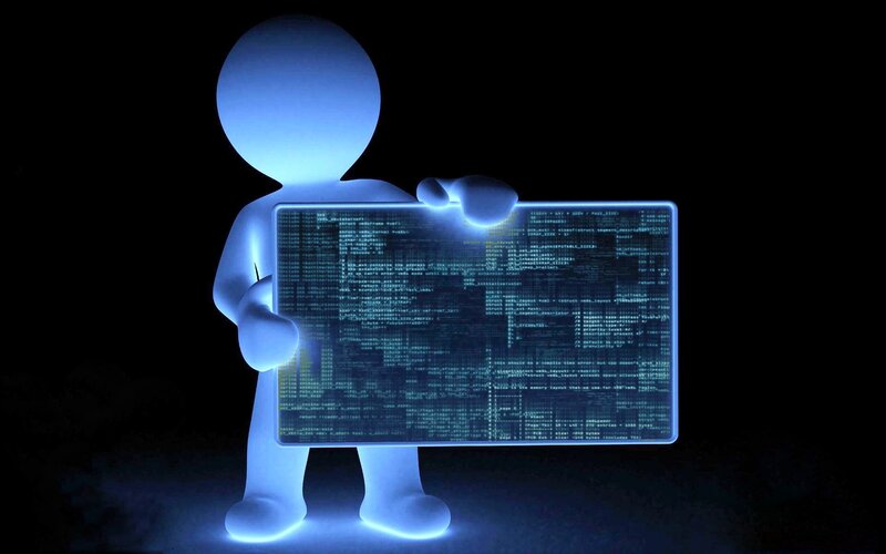 Glowing Figure Holding Screen