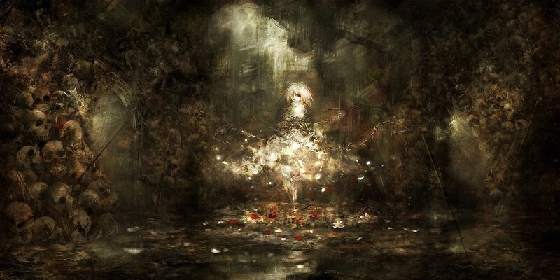 Glowing Figure in Cave — Brown