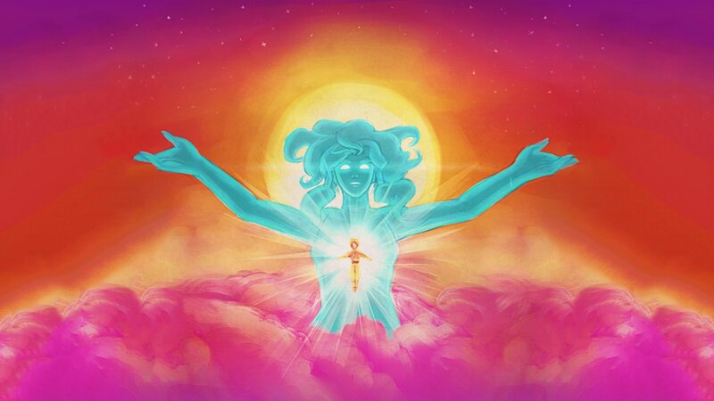 Glowing Figure in Clouds