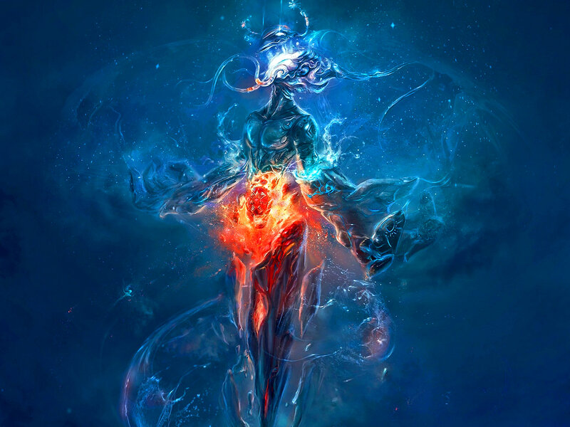 Glowing Figure in Cosmic Space