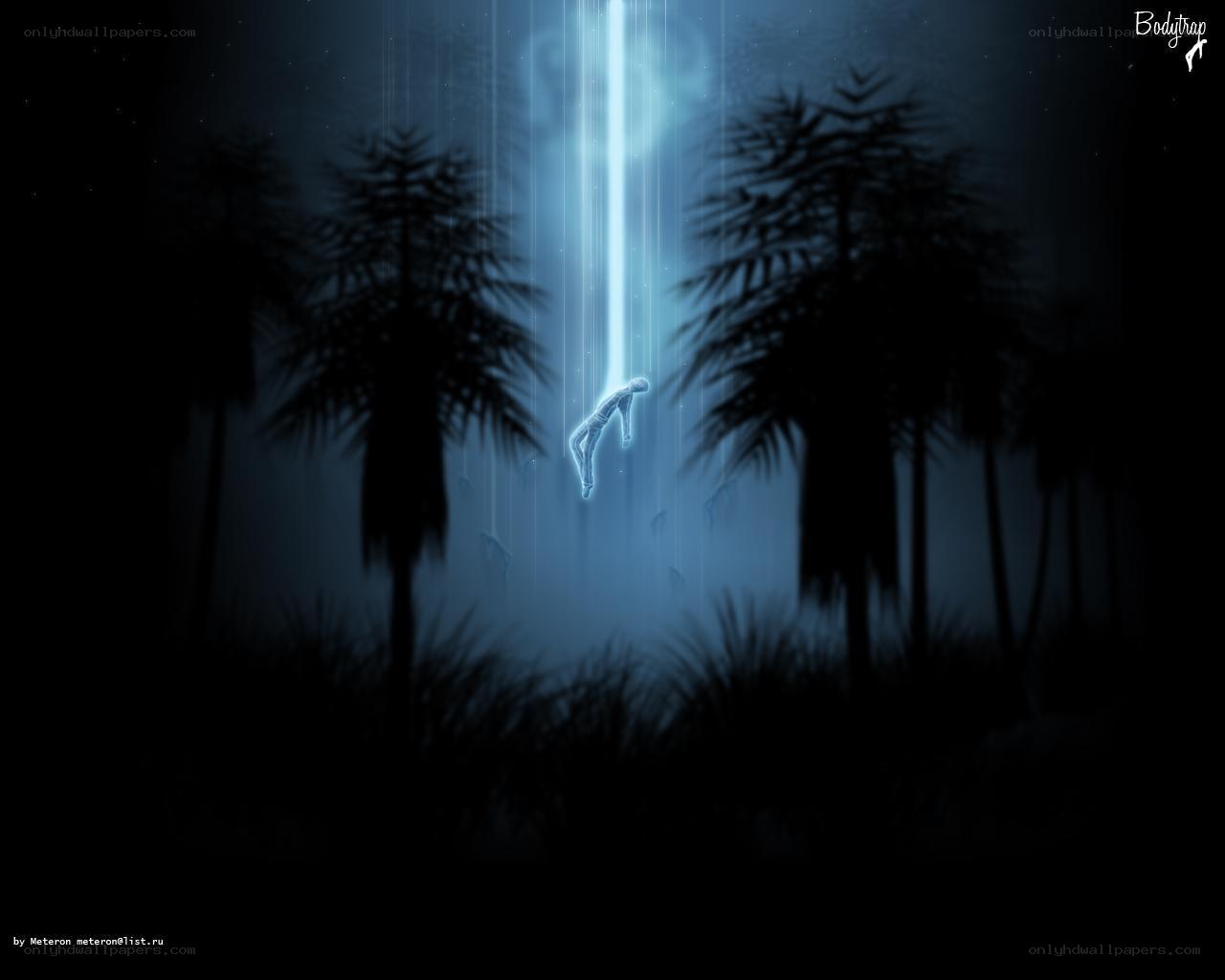 glowing figure in dark forest