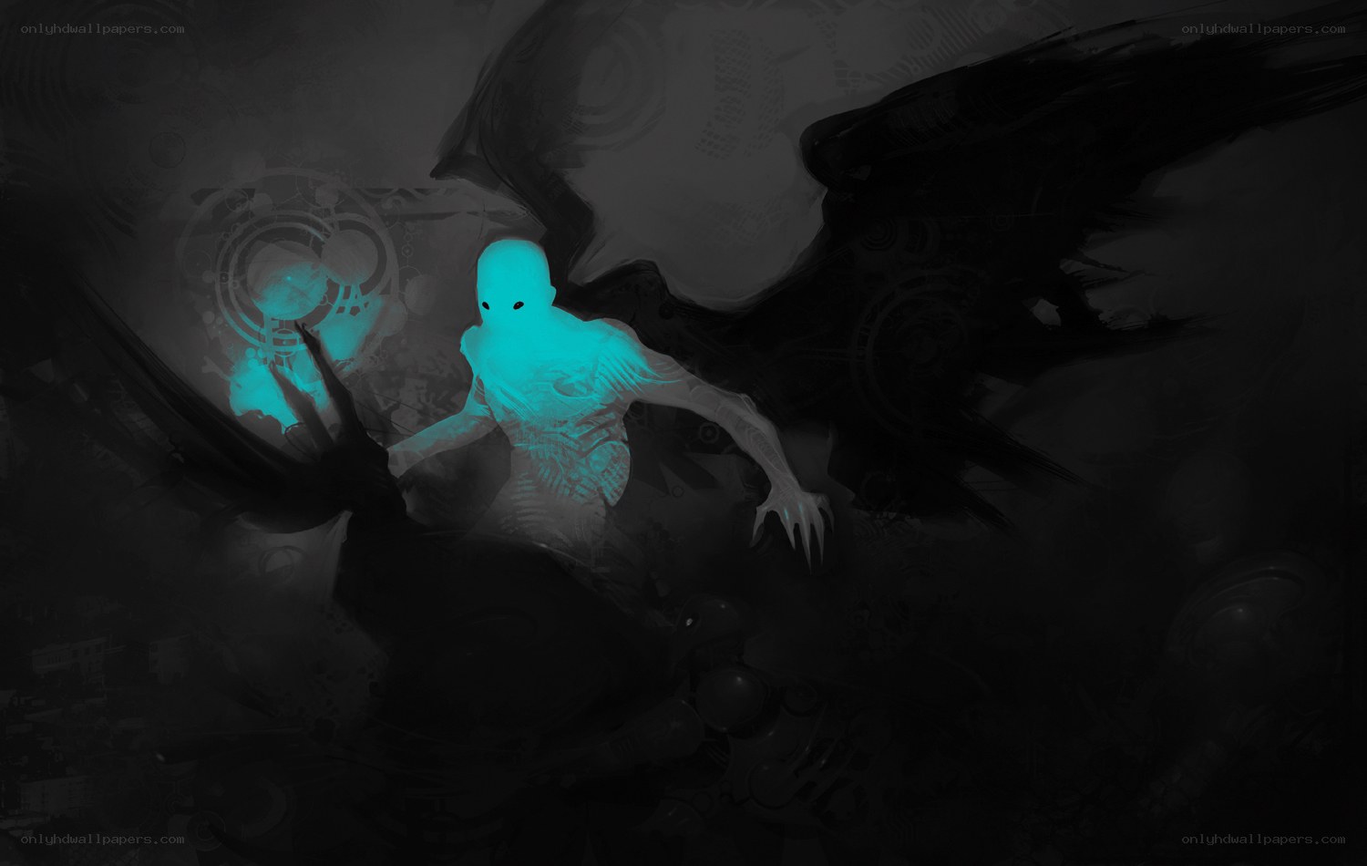 glowing figure in dark realm