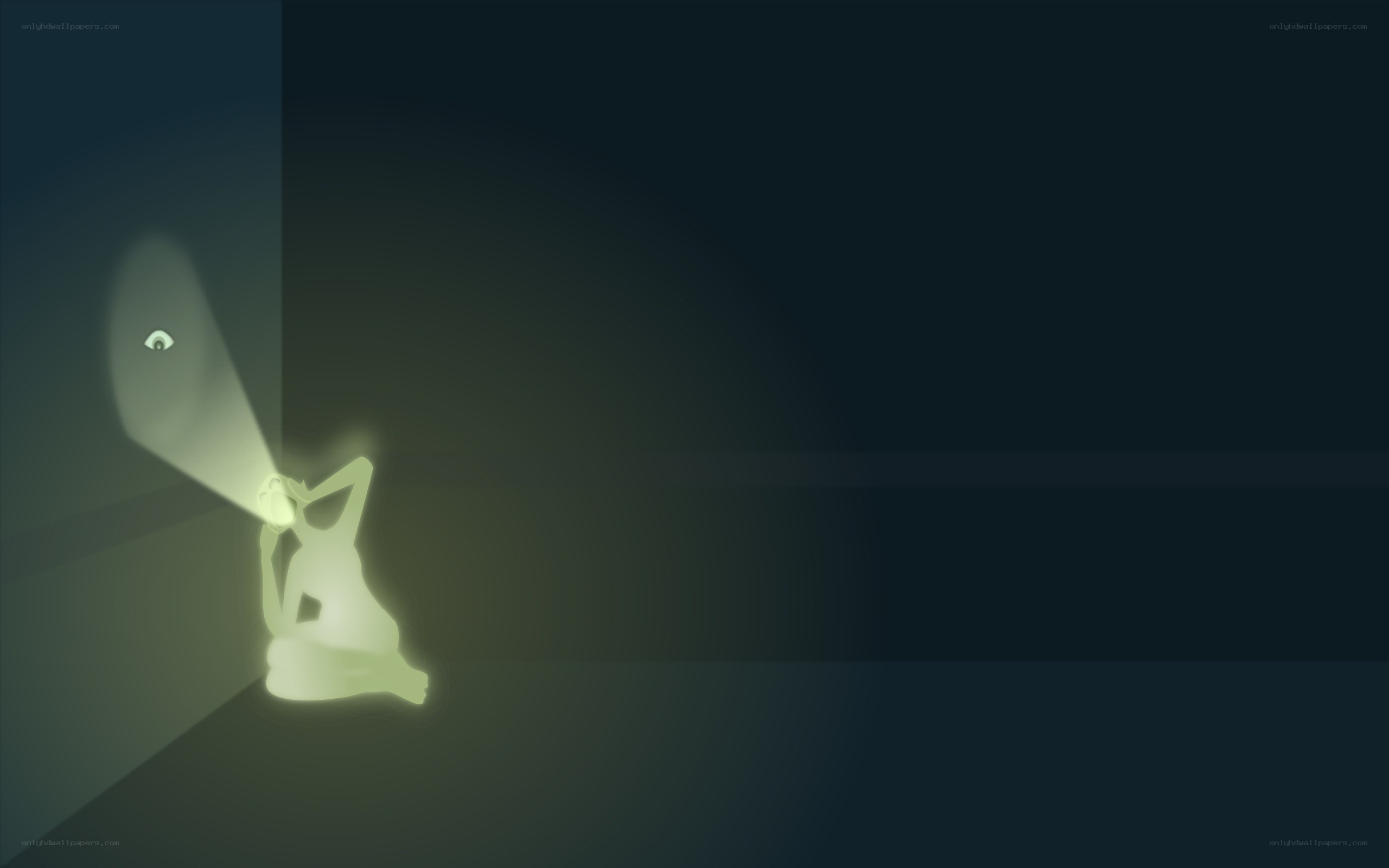 glowing figure in dark room