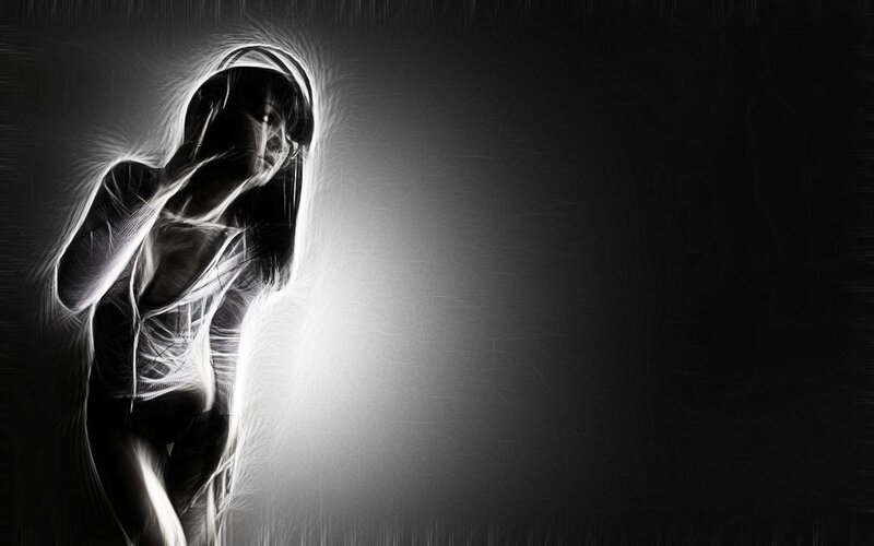 glowing figure in dark space