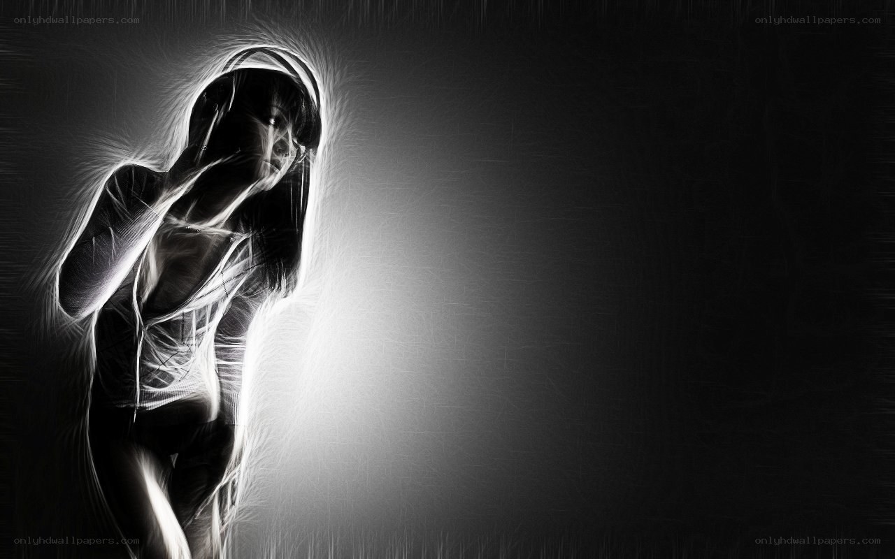 glowing figure in dark space