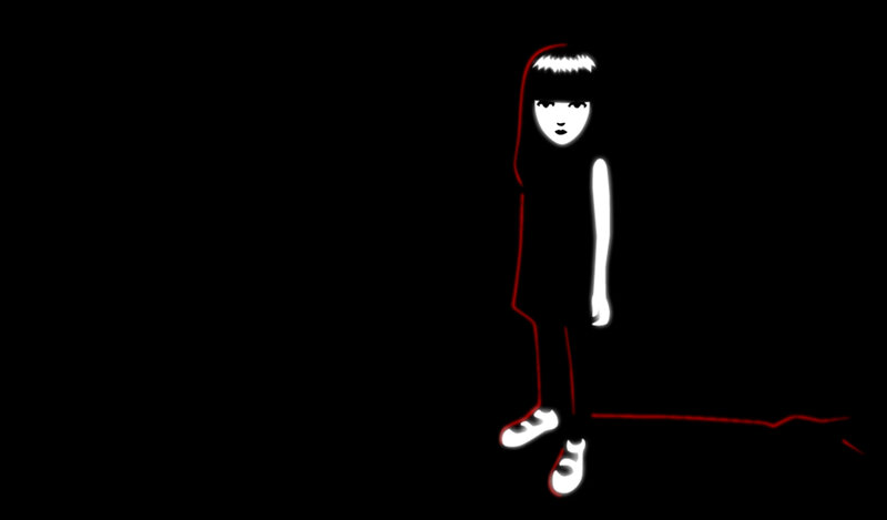glowing figure in darkness
