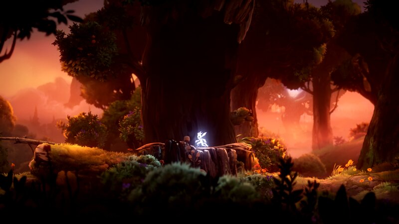 Glowing Figure in Forest — Orange
