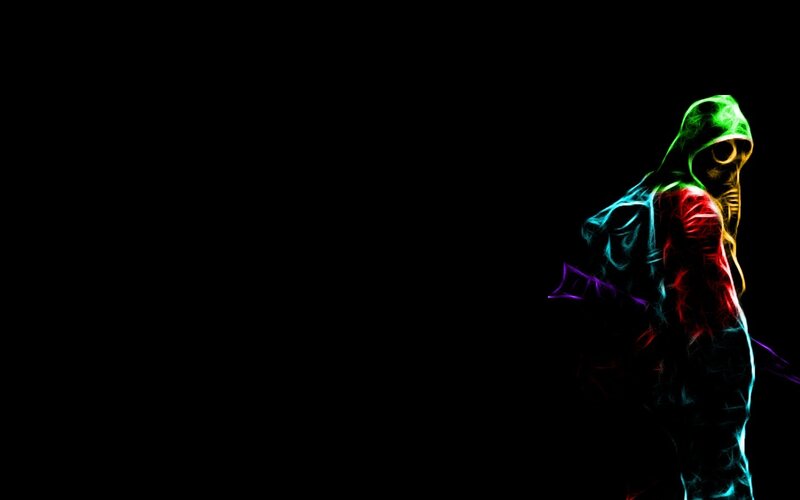 glowing figure in hooded jacket
