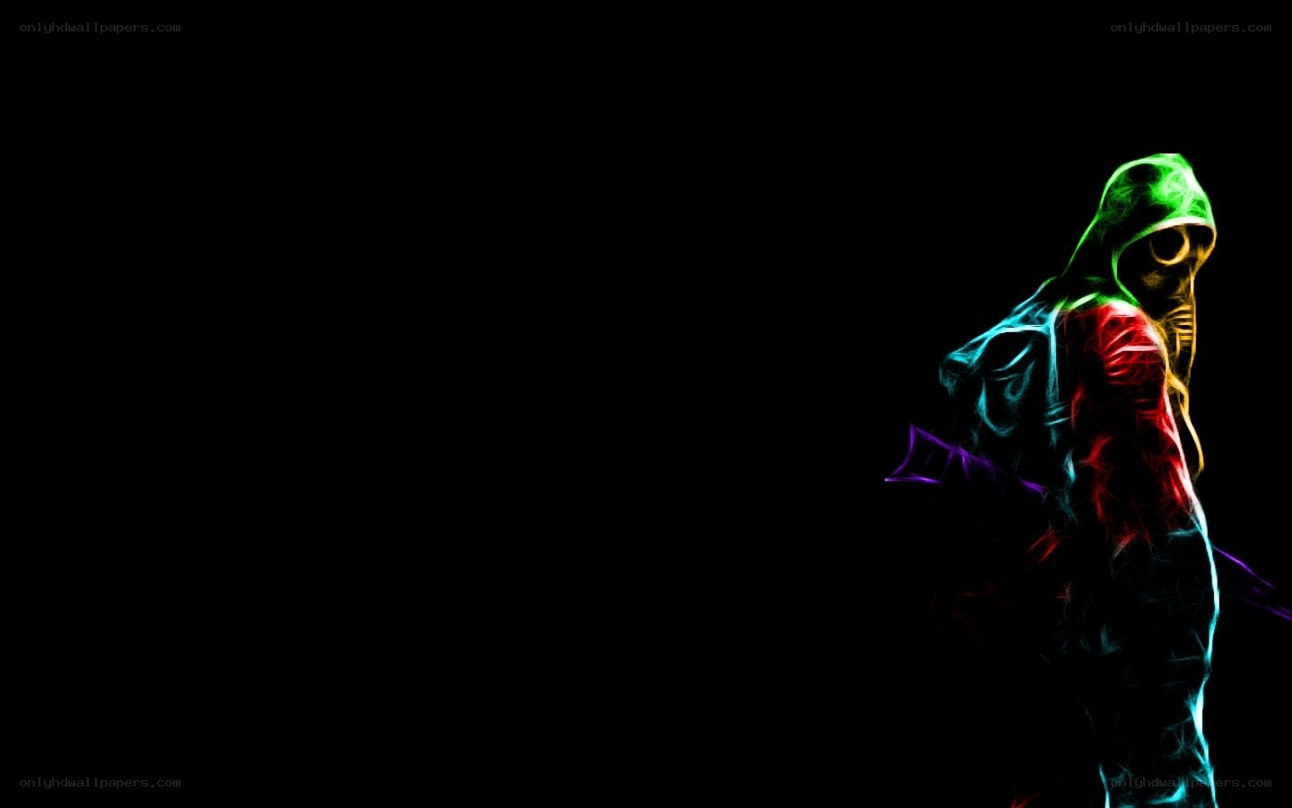 glowing figure in hooded jacket