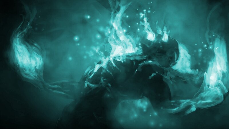 Glowing Figure in Mist — Teal
