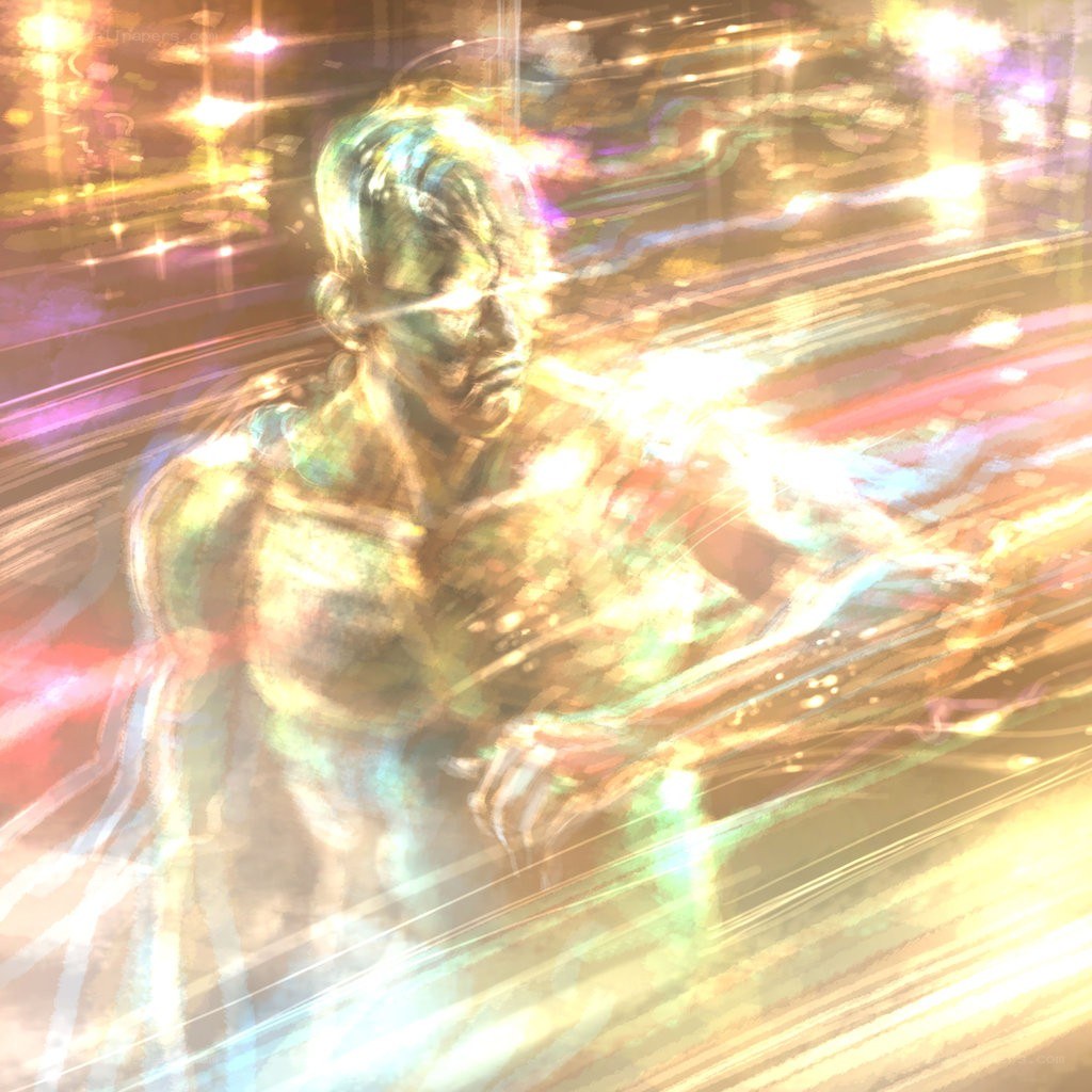 glowing figure in motion