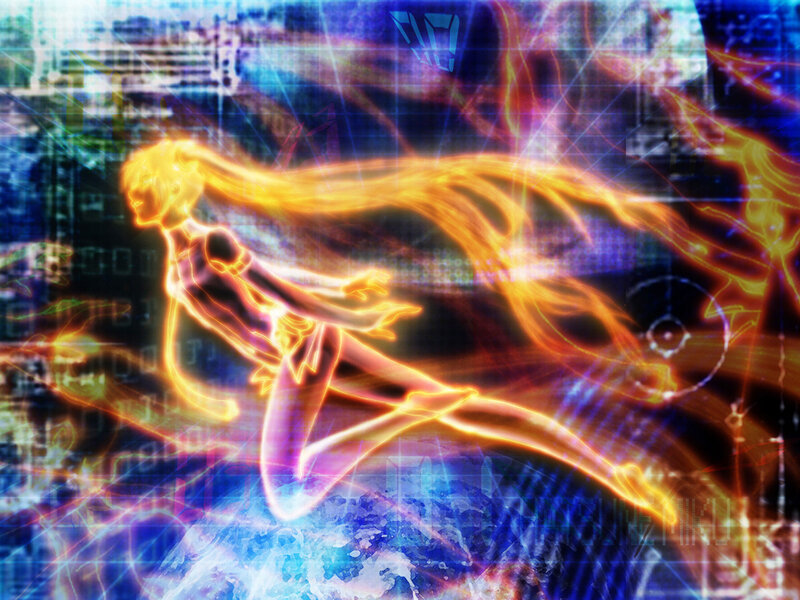 Glowing Figure in Motion — Blue