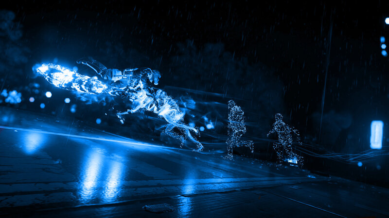 Glowing Figure in Rain