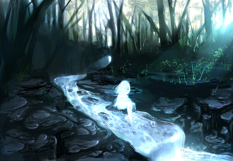 Glowing Figure in Stream