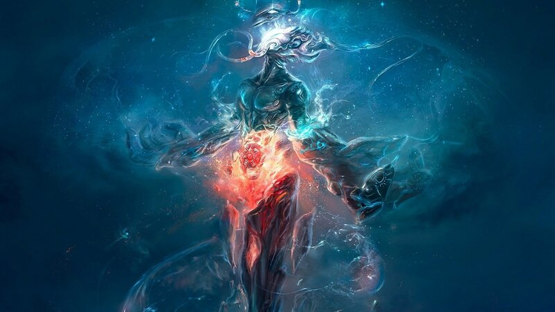 Glowing Figure in Water — Blue, Dramatic
