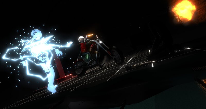 Glowing Figure on Motorcycle