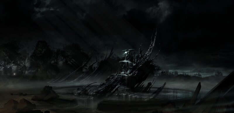 Glowing Figure on Wreckage