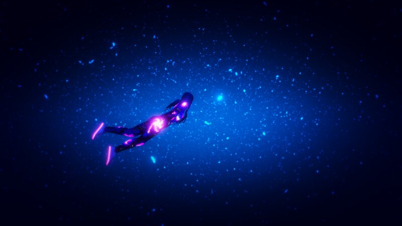 Glowing Figure Swimming