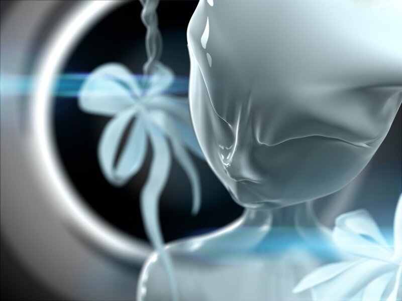 glowing figure with bow
