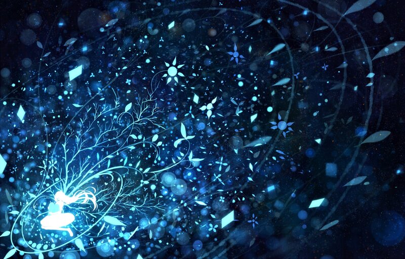 Glowing Figure with Branches — Blue