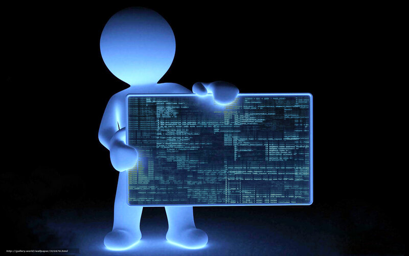 glowing figure with code display