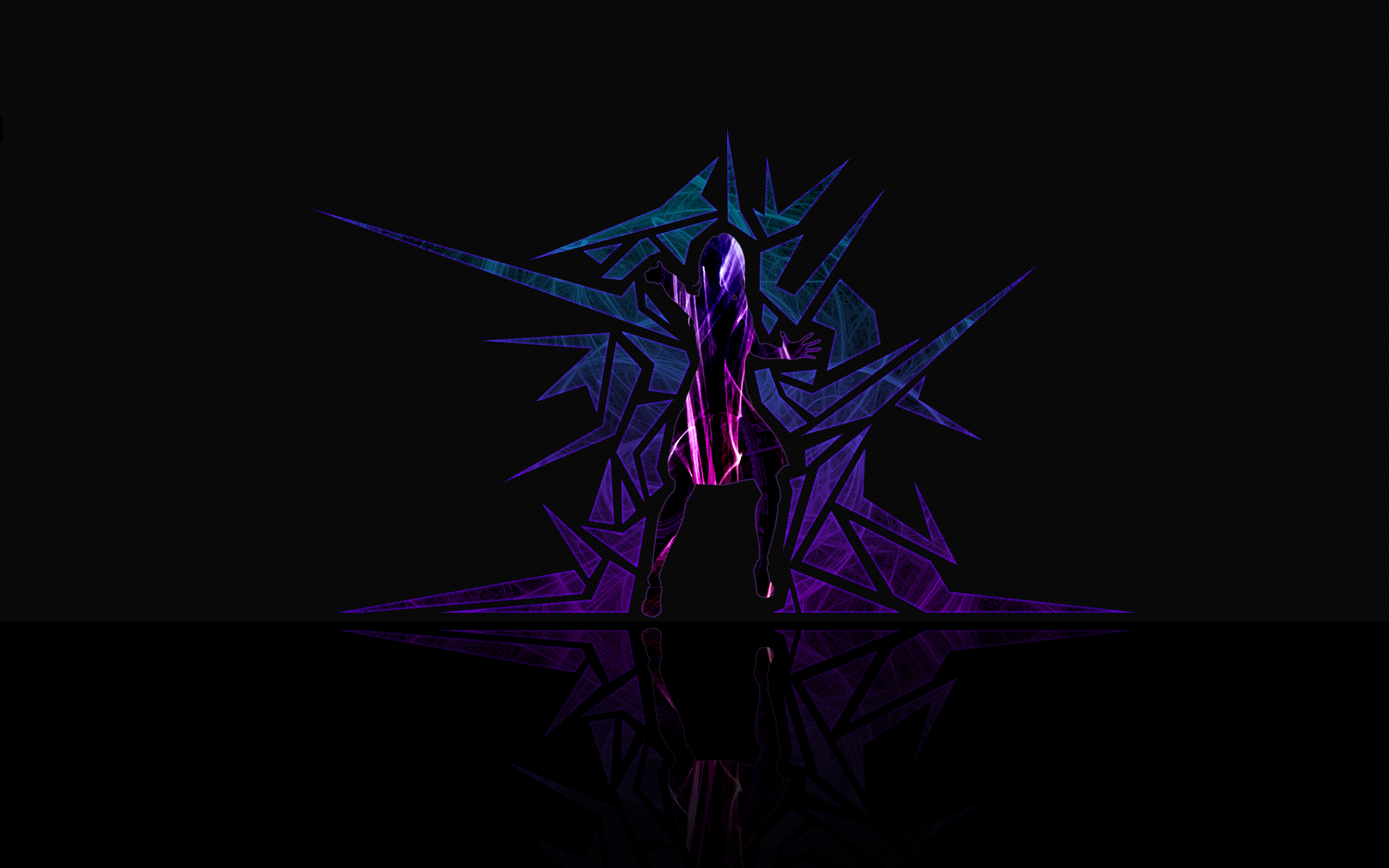 glowing figure with geometric wings
