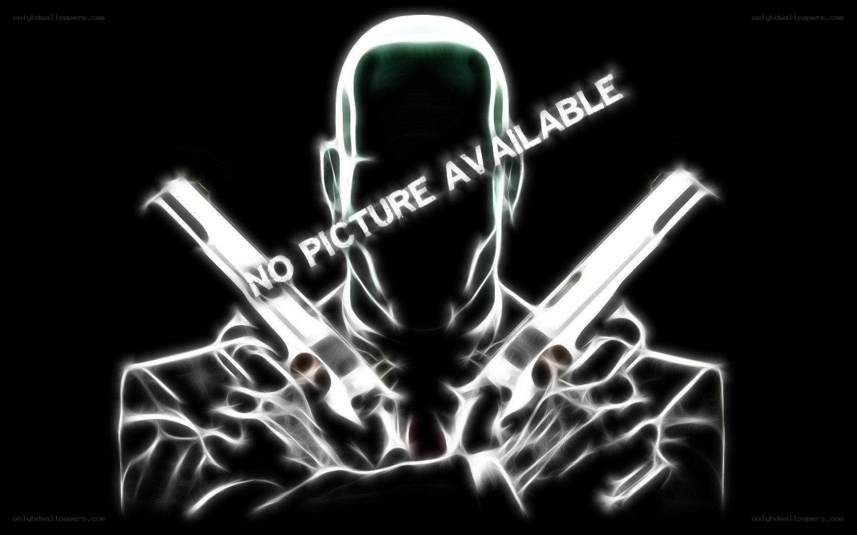 glowing figure with guns