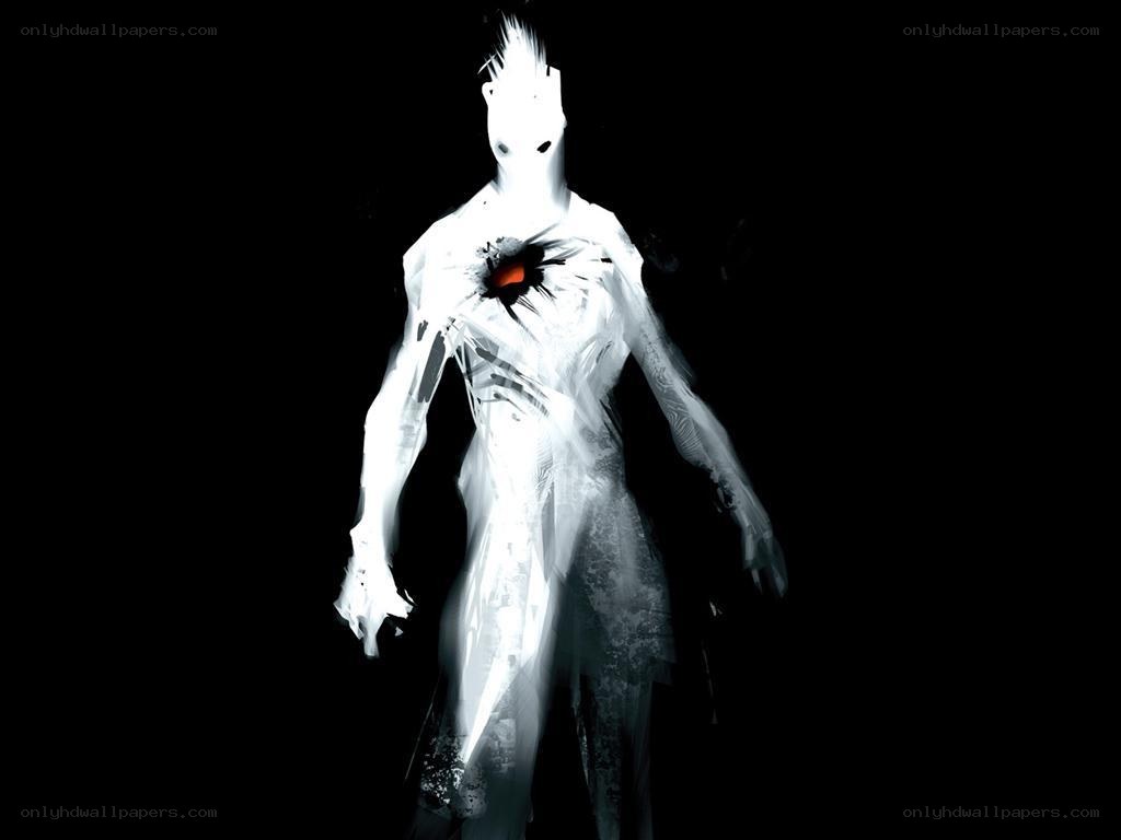 glowing figure with heart wound