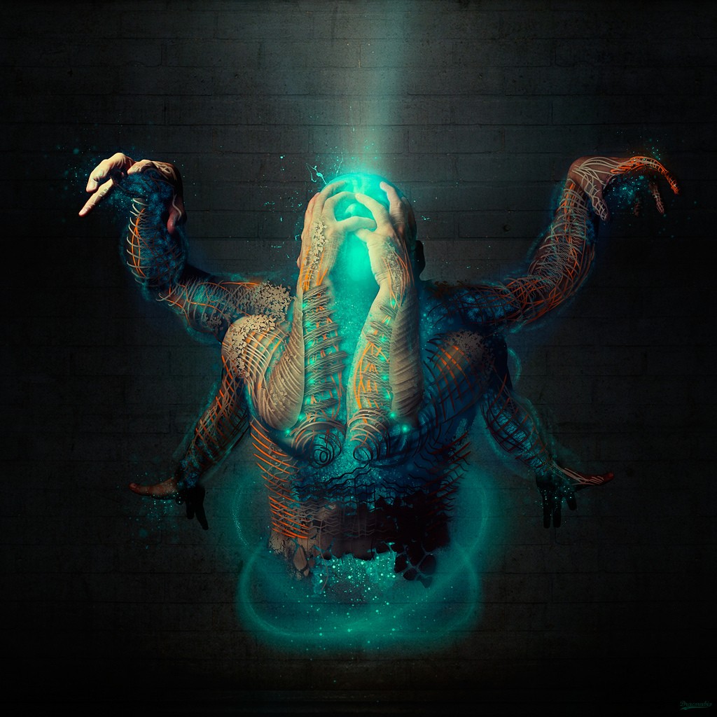 glowing figure with multiple arms