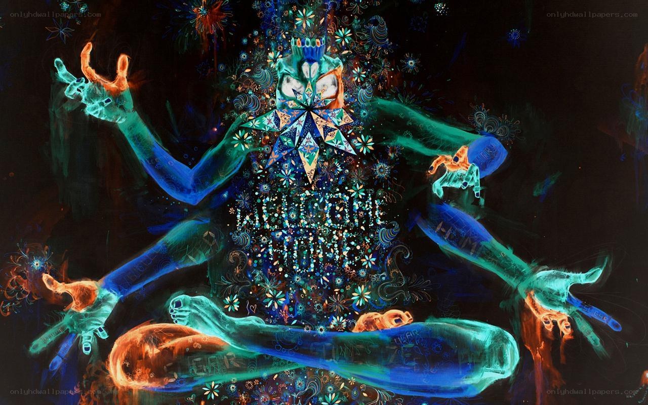 glowing figure with multiple arms