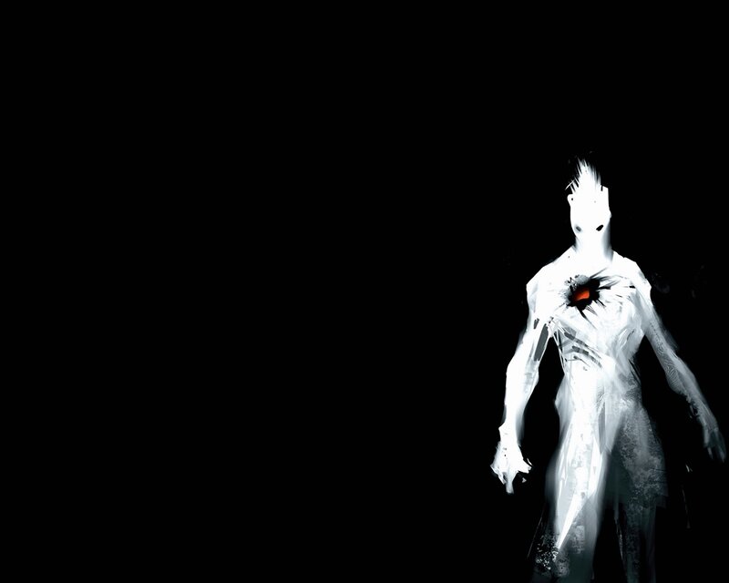 glowing figure with red core