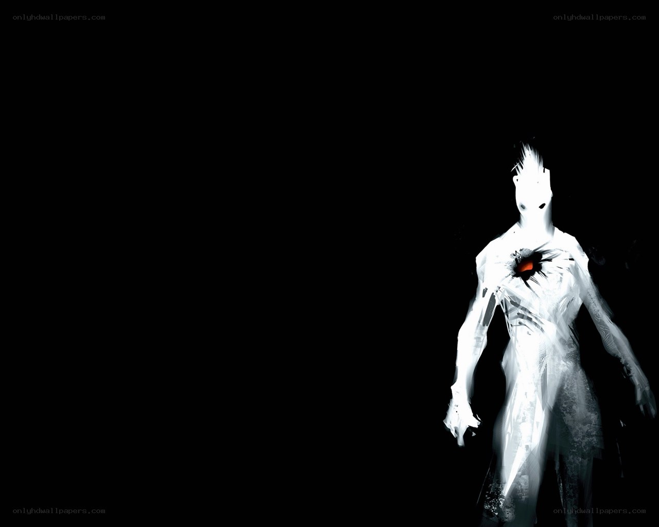 glowing figure with red core