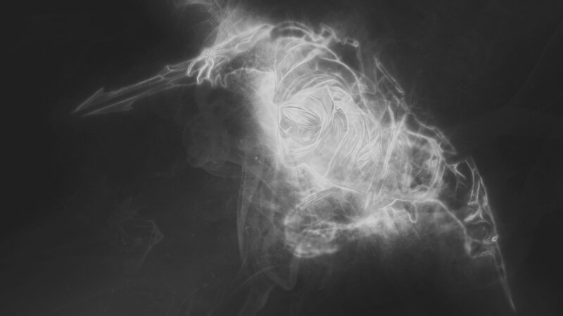 Glowing Figure with Scythe
