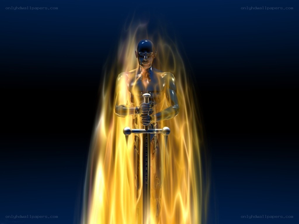 glowing figure with sword