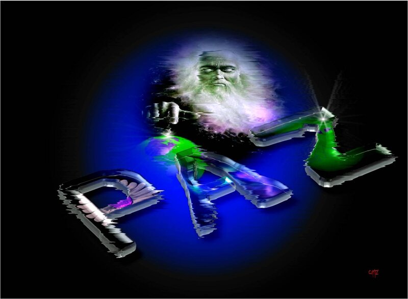 Glowing Figure with Text — Blue